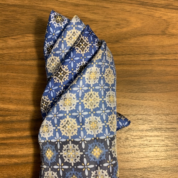 Joseph Abboud Blue and Yellow Pocket Square - Picture 2 of 2